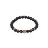 Agate & Red Tiger Eye Antique Stainless Steel Bracelet