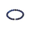 8mm Blue Tiger Eye Stainless Steel Bead Bracelet