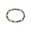 6mm Mixed Stone BeadedIon Plated Gold Stainless Steel Bracelet
