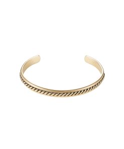 Stainless Steel & Ion Plated 14k Gold & Antique Patterned Bangle