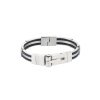 Polished Stainless Steel & Black Rubber Bracelet with Locking Clasp