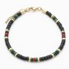 Savage - Multi Coloured Semi-Precious Stone &Ion Plated Gold Stainless Steel Disc Bracelet