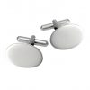 9ct White Gold Simple Oval Cufflinks