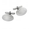 9ct White Gold Oval Cufflinks with Engine Turn Border