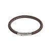 Savage - Brown Leather & Stainless Steel Wire Bracelet
