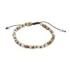 Savage - Semi-Precious Stone with Brass Beads- Stainless Steel Macrame Bracelet
