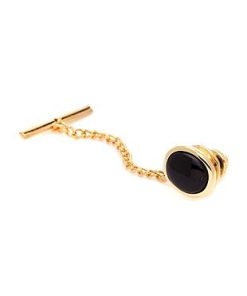 Gold Plated Onyx Tie Tak