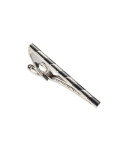 Rhodium Gun Metal Stripe Tie Bar