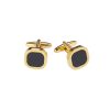 Gold Plated & Black Cushion Dress Cufflinks