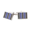 Rhodium Blue Herringbone Cufflinks