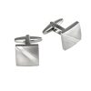 Brushed Rhodium Polished Strip Cufflinks