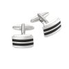 Rhodium Black Stripe Cufflinks