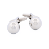 Rhodium Round Ball Cufflinks