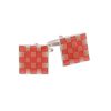 Rhodium Plated Red Check Enamel Square Cufflinks