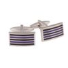Black & Purple Striped Rhodium Plated Cufflinks