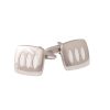 Triple White Enamel Inlays on Rhodium Plated Cushion-Shape Cufflinks
