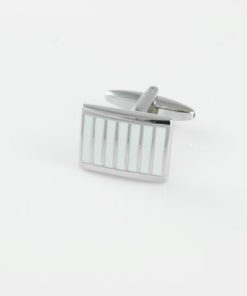 Rhodium White Enamel Cufflinks