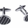 Rhodium & Black Resin Cufflinks