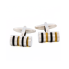 Rhodium Black White Cylinder Cufflinks
