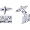 Rhodium Plated Rectangle Weave Cufflinks
