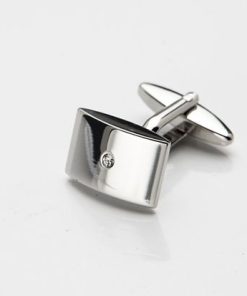Rhodium Plated Cubic Zirconia Cufflinks