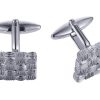 Rhodium Plated Square Cufflinks with Weave Pattern