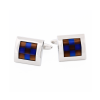 Brown Blue Check Cufflinks