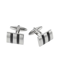 Rhodium Black Cat's Eye Cufflinks