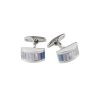 Polished Rhodium Plated Wedge Shape Multi Coloured Mother Of Pearl Cufflinks