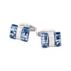 Rhodium Crackled Blue Mother Of Pearl Cufflinks