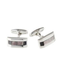 Rhodium Grey Mother Of Pearl Cufflinks