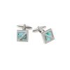 Polished Rhodium Plated Square with Abalone Inlay Cufflinks