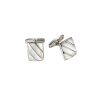 Polished Rhodium Stripe Mother Of Pearl Cufflinks