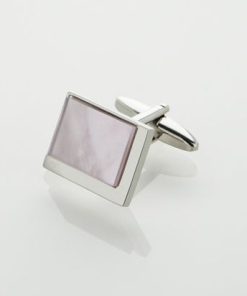 Rhodium Pink Mother Of Pearl Cufflinks