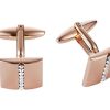 Polished Rose Gold Plated & Crystal Cufflinks