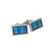Blue Enamel Barcode Patterned Cufflinks