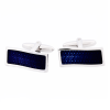 Rhodium Cufflinks Blue Enamel