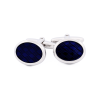 Rhodium Cufflinks Blue Resin