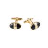 Polished Gold Plated & Black Enamel Oval Cufflinks