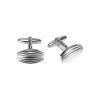 Polished Rhodium Plated Scalloped Pattern Cufflinks