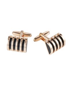 Rose Gold Black Cufflinks