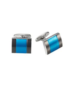 Ion Plated Black Blue Cufflinks