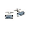 Polished Stainless Steel with Swarovski Aquamarine Crystal Cufflinks