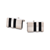 Brushed Steel Black Rubber Cufflinks