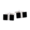 Rhodium Onyx Crystal Cufflinks