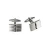 Brushed Rhodium Plated Rectangle Cufflinks with 5 Jet Black Crystals