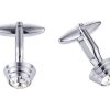 Rhodium Plated Crystal Domed Cufflinks