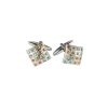 Topaz & Green Crystal Rhodium Plated Cufflinks