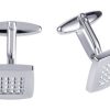 Rhodium Plated Square Crystal Cufflinks