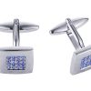 Sapphire Crystal Square Rhodium Plated Cufflinks